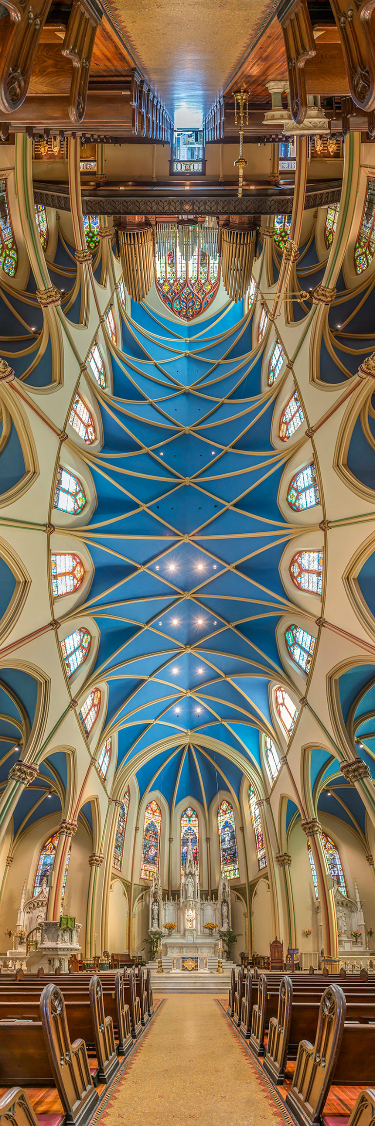 Vertical panoramas of New York churches