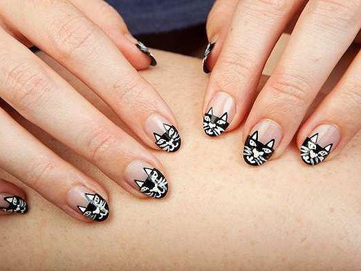 How to draw a cat on nails?