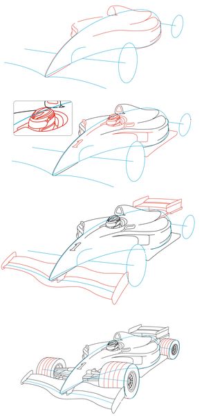 How to draw a car in stages?