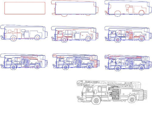 How to draw a fire truck?