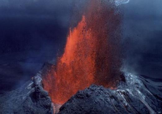 What comes out of the volcano?